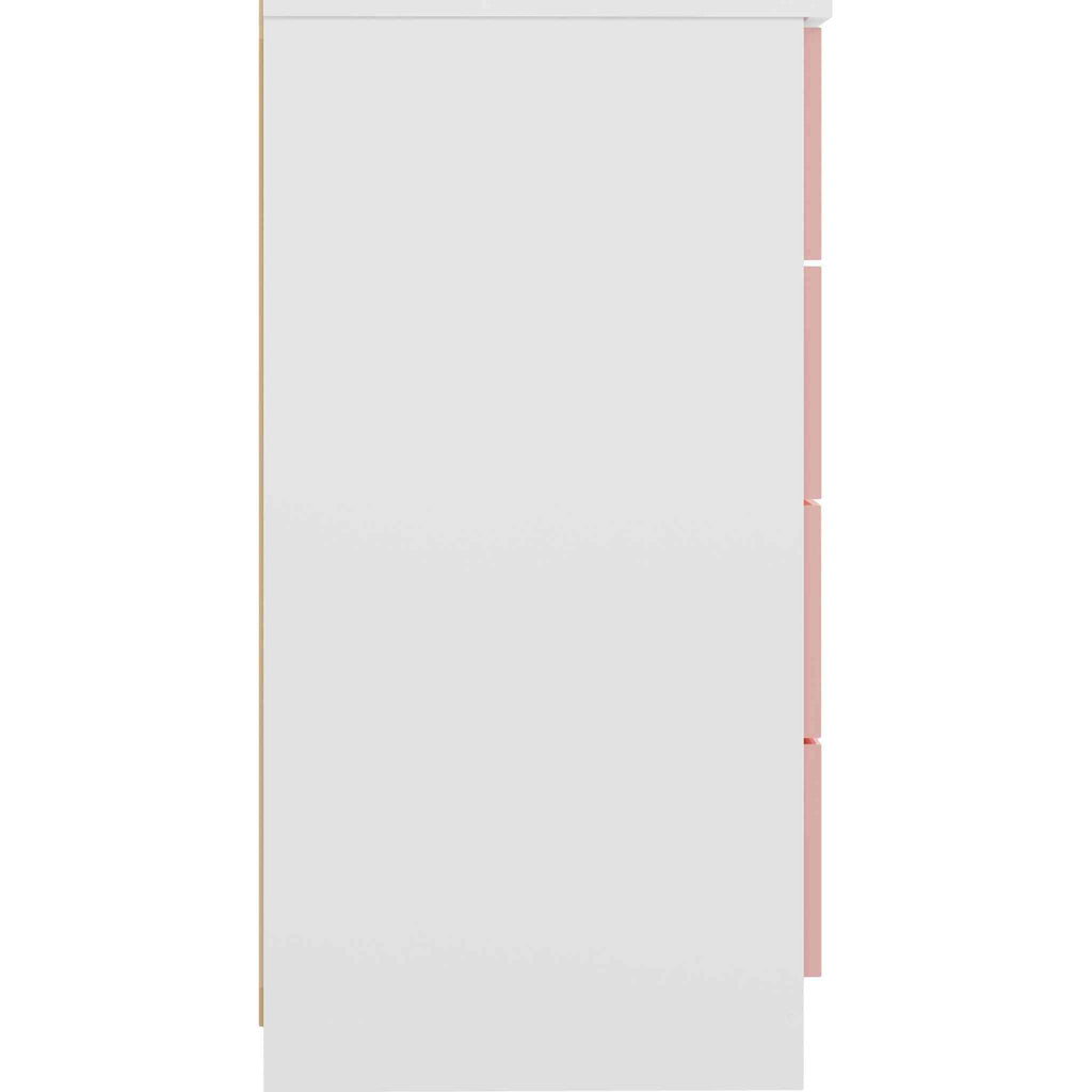Denver 4 Drawer Chest - White/Pink Gloss