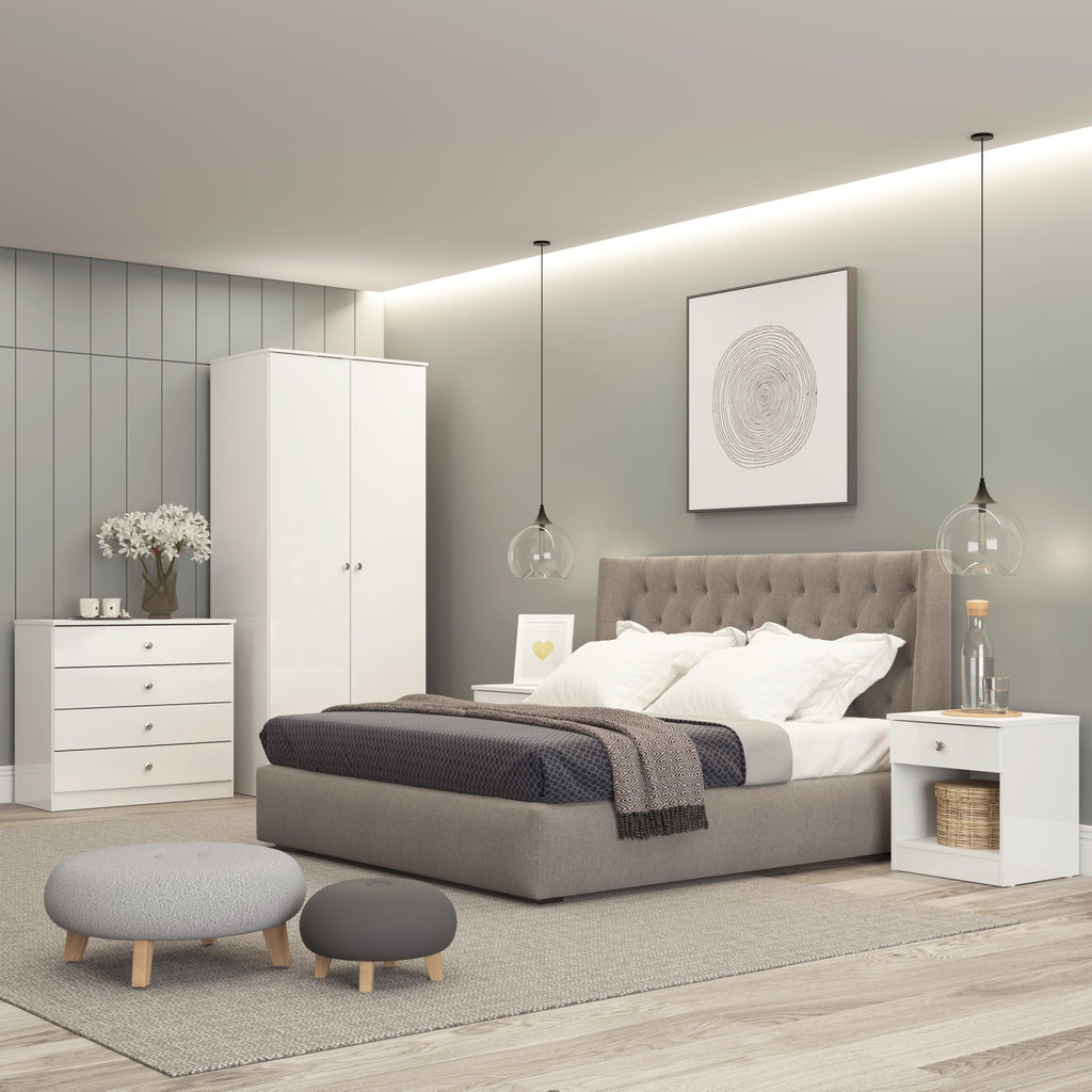 Denver 1 Drawer Bedside - White Gloss