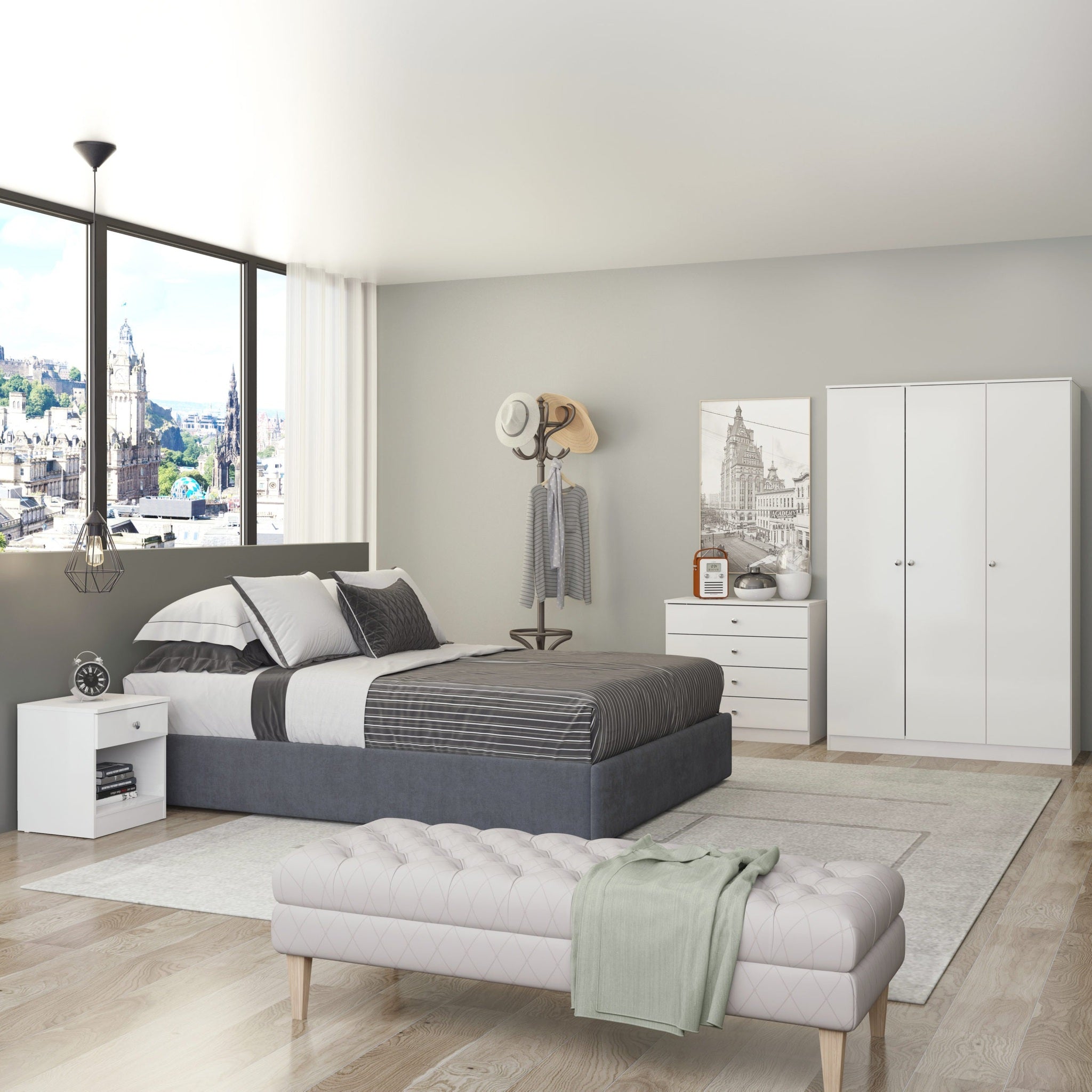 Denver 1 Drawer Bedside - White Gloss