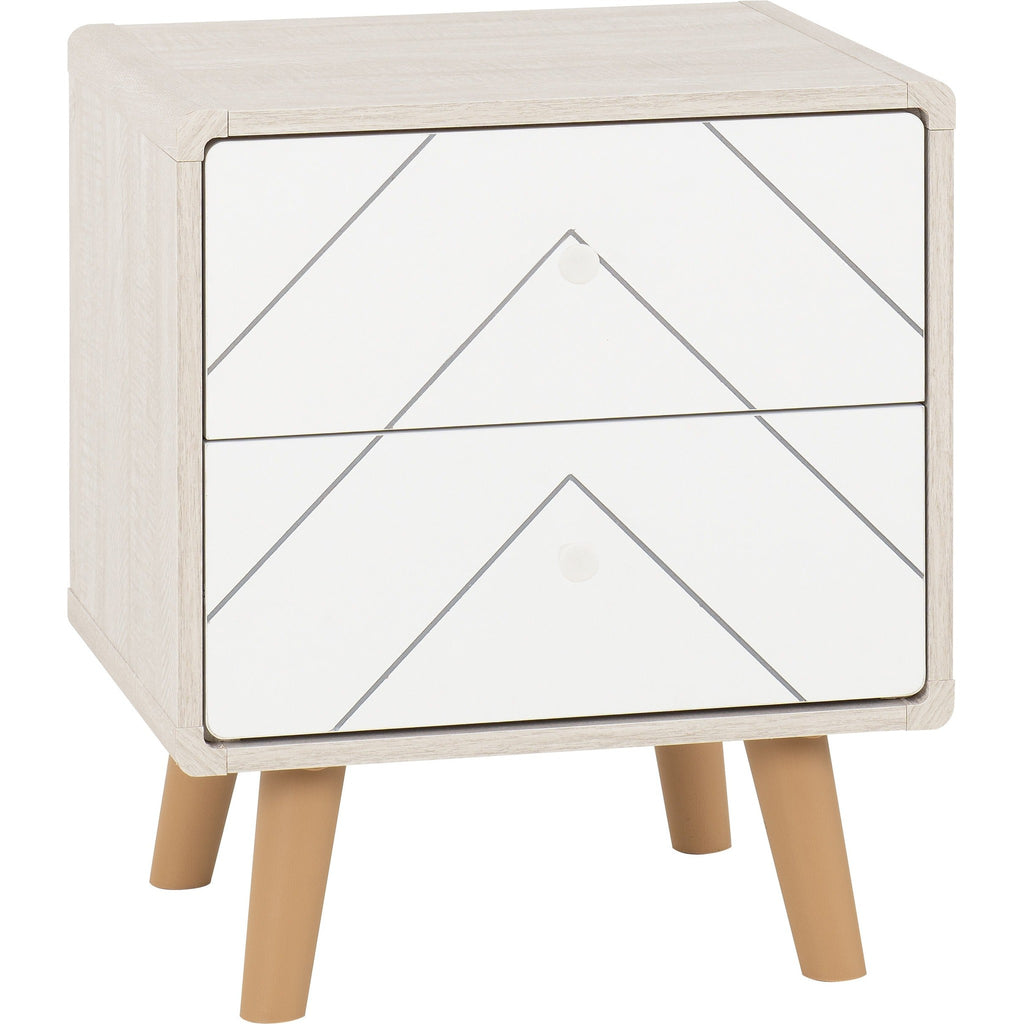 Dixie 2 Drawer Bedside - Dusty Grey/White