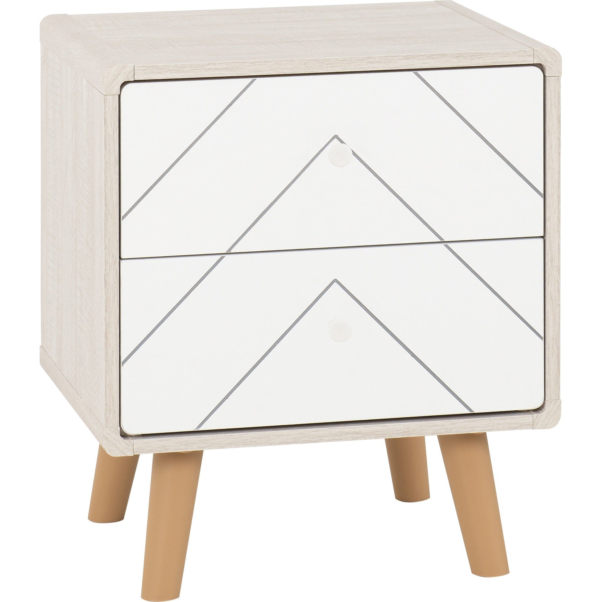 Dixie 2 Drawer Bedside - Dusty Grey/White