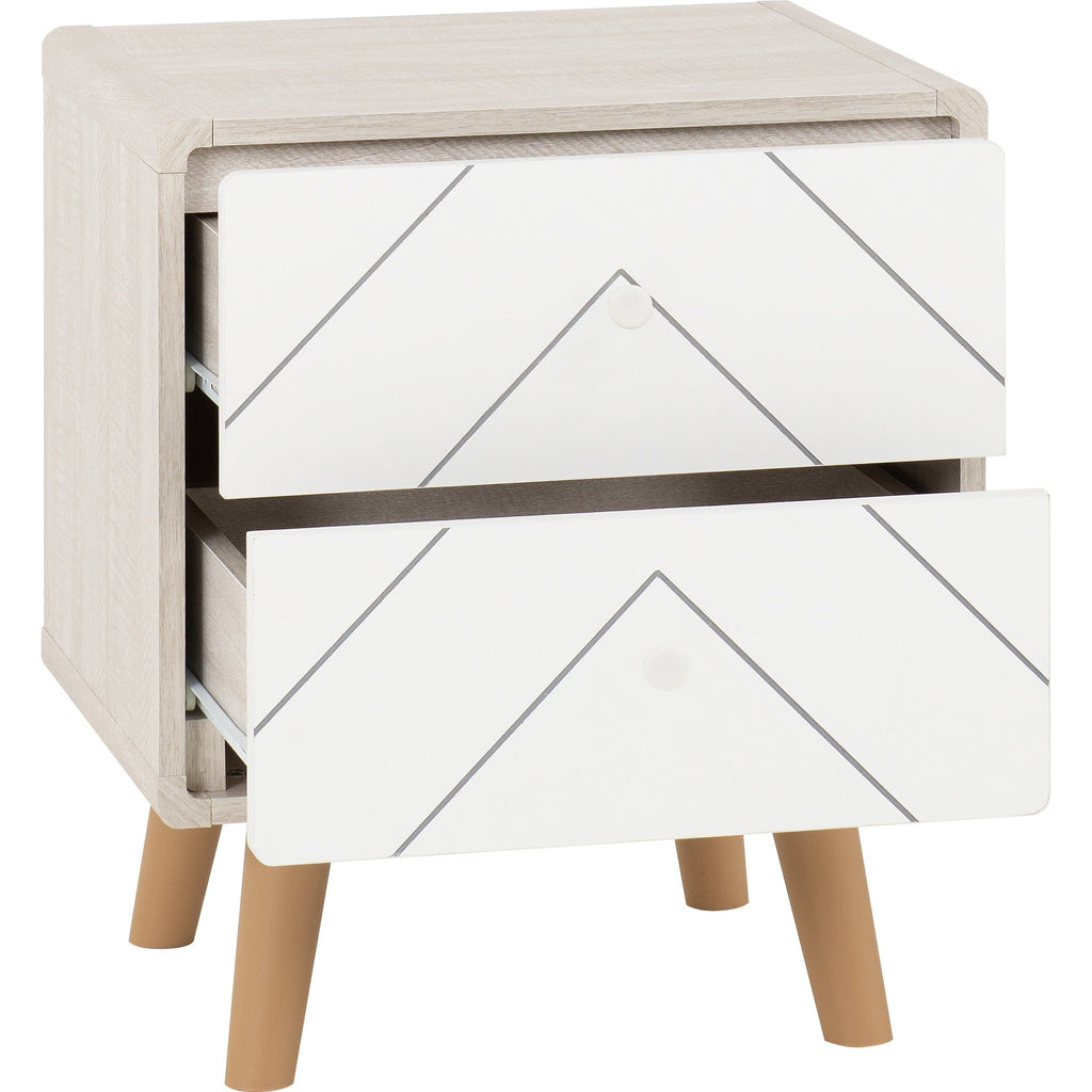 Dixie 2 Drawer Bedside - Dusty Grey/White