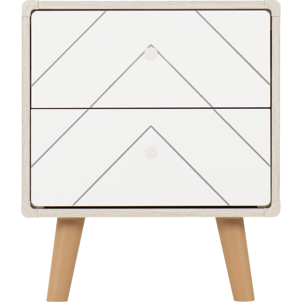 Dixie 2 Drawer Bedside - Dusty Grey/White