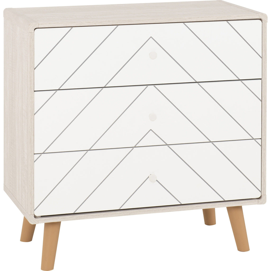 Dixie 3 Drawer Chest - Dusty Grey/White