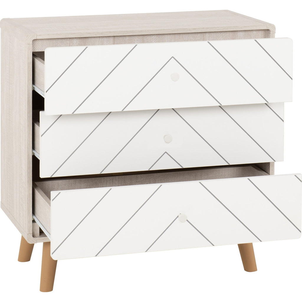 Dixie 3 Drawer Chest - Dusty Grey/White