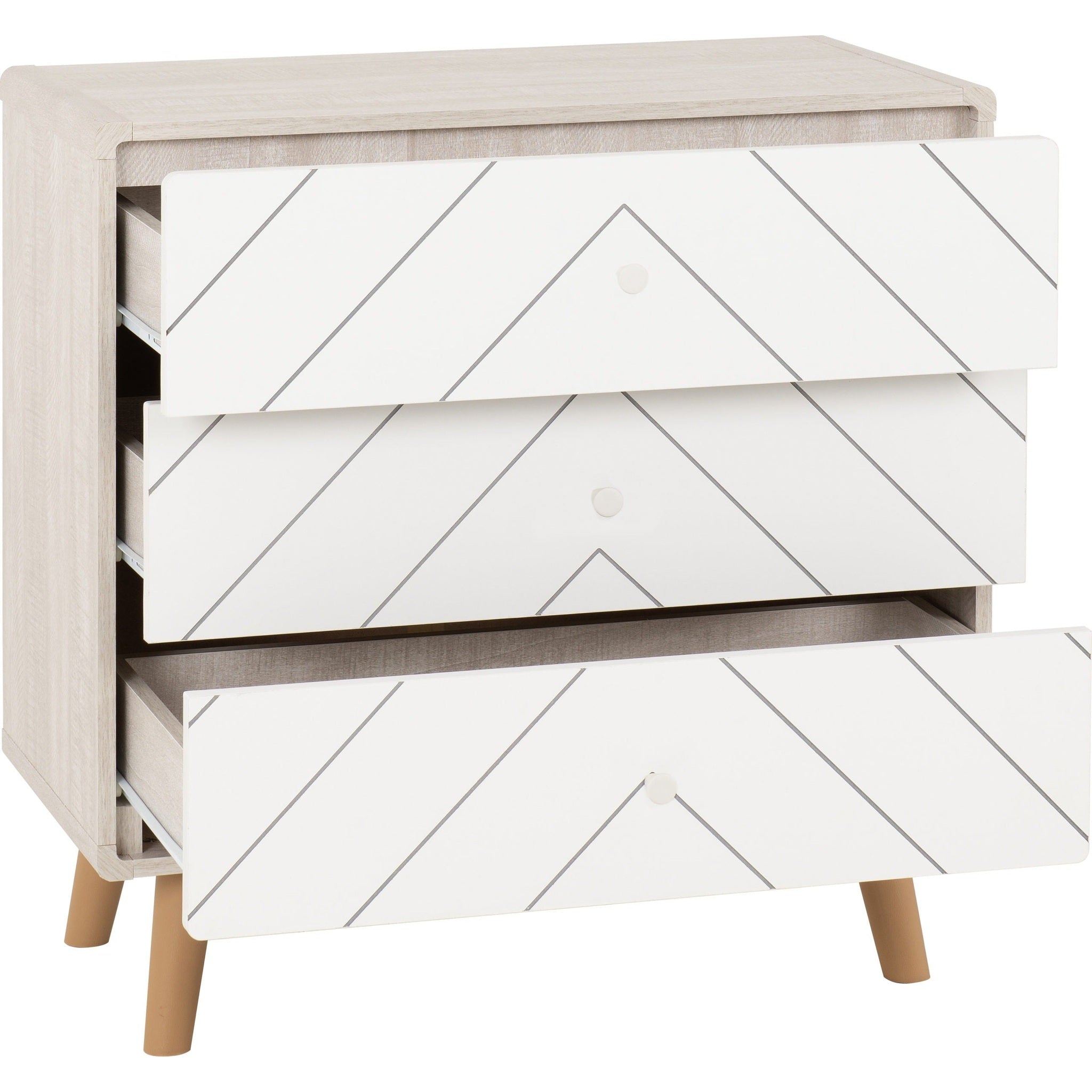 Dixie 3 Drawer Chest - Dusty Grey/White