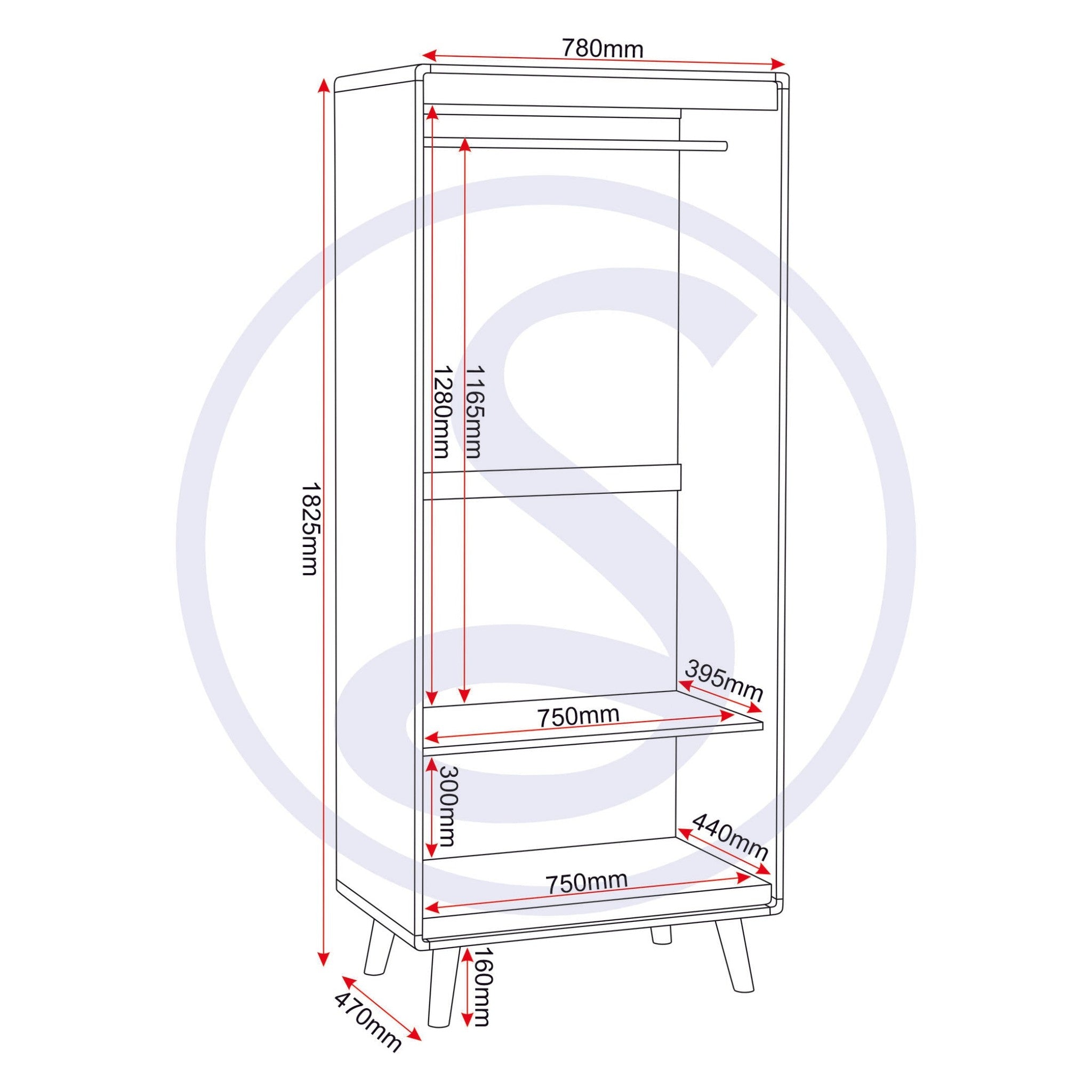 Dixie 2 Door Wardrobe - Dusty Grey/White