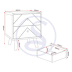 Dixie 2 Drawer Bedside - Dusty Grey/White