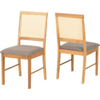 Ellis Dining Chair X2 Per Box - Oak Effect/Grey Fabric