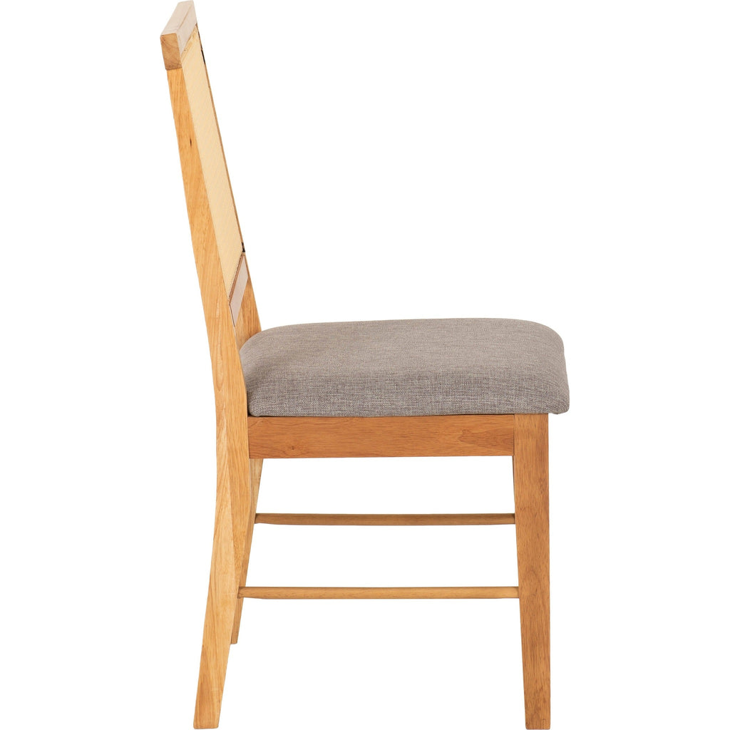 Ellis Dining Chair X2 Per Box - Oak Effect/Grey Fabric
