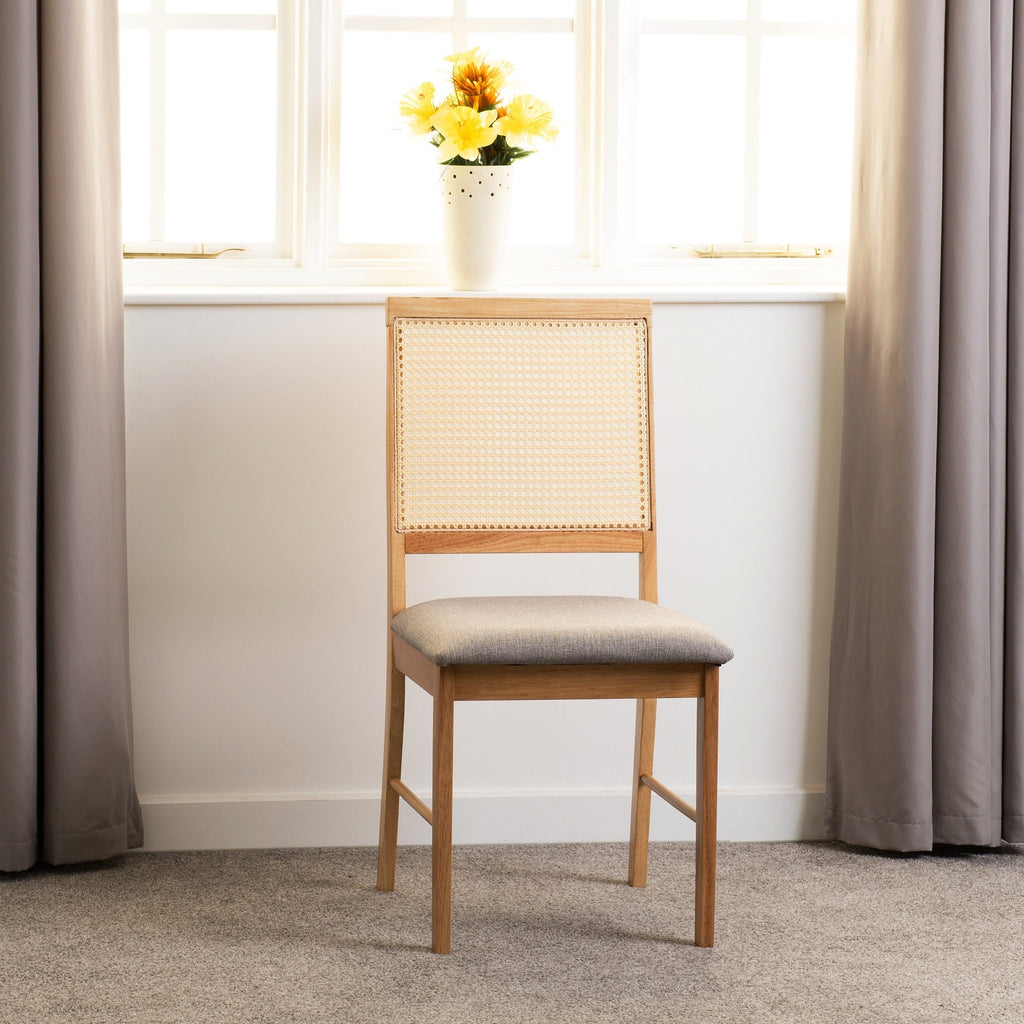 Ellis Dining Chair X2 Per Box - Oak Effect/Grey Fabric