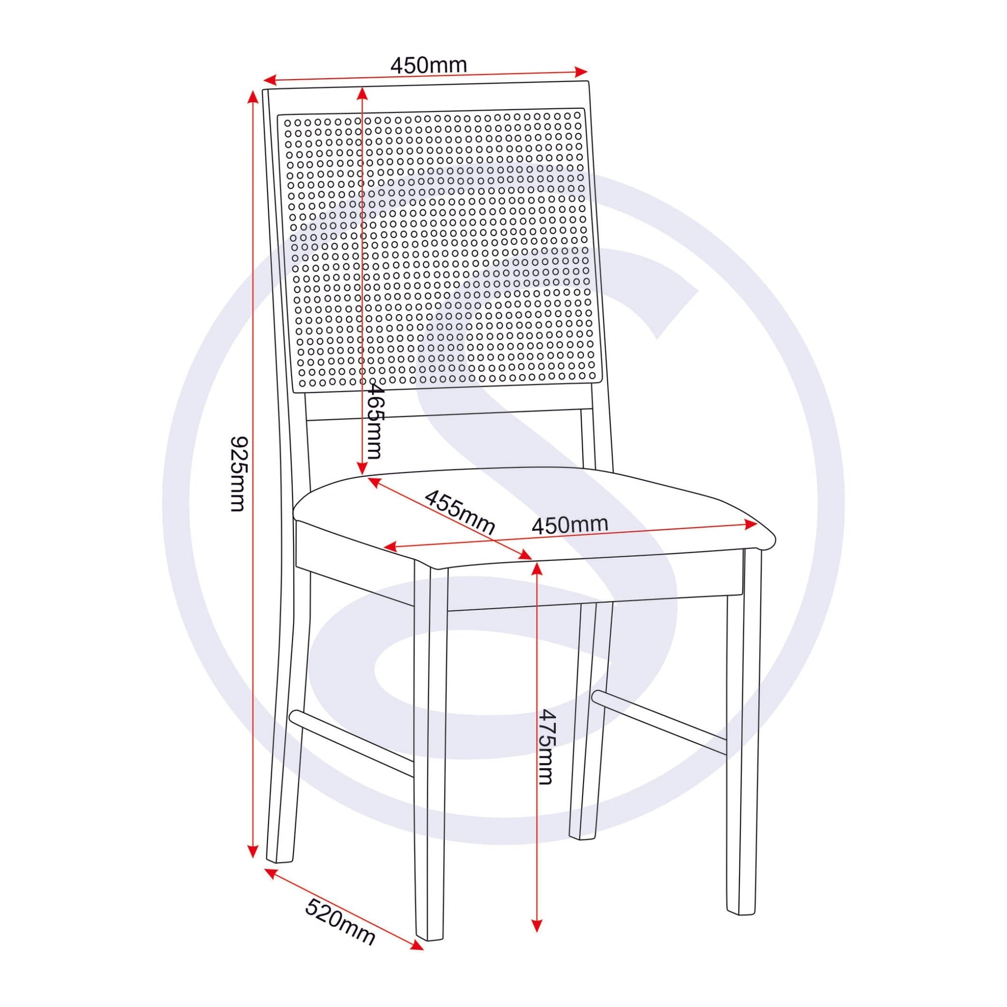 Ellis Dining Chair X2 Per Box - Oak Effect/Grey Fabric