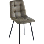 Fenton Dining Set X6 Chairs - White/Olive Green Suede Fabric