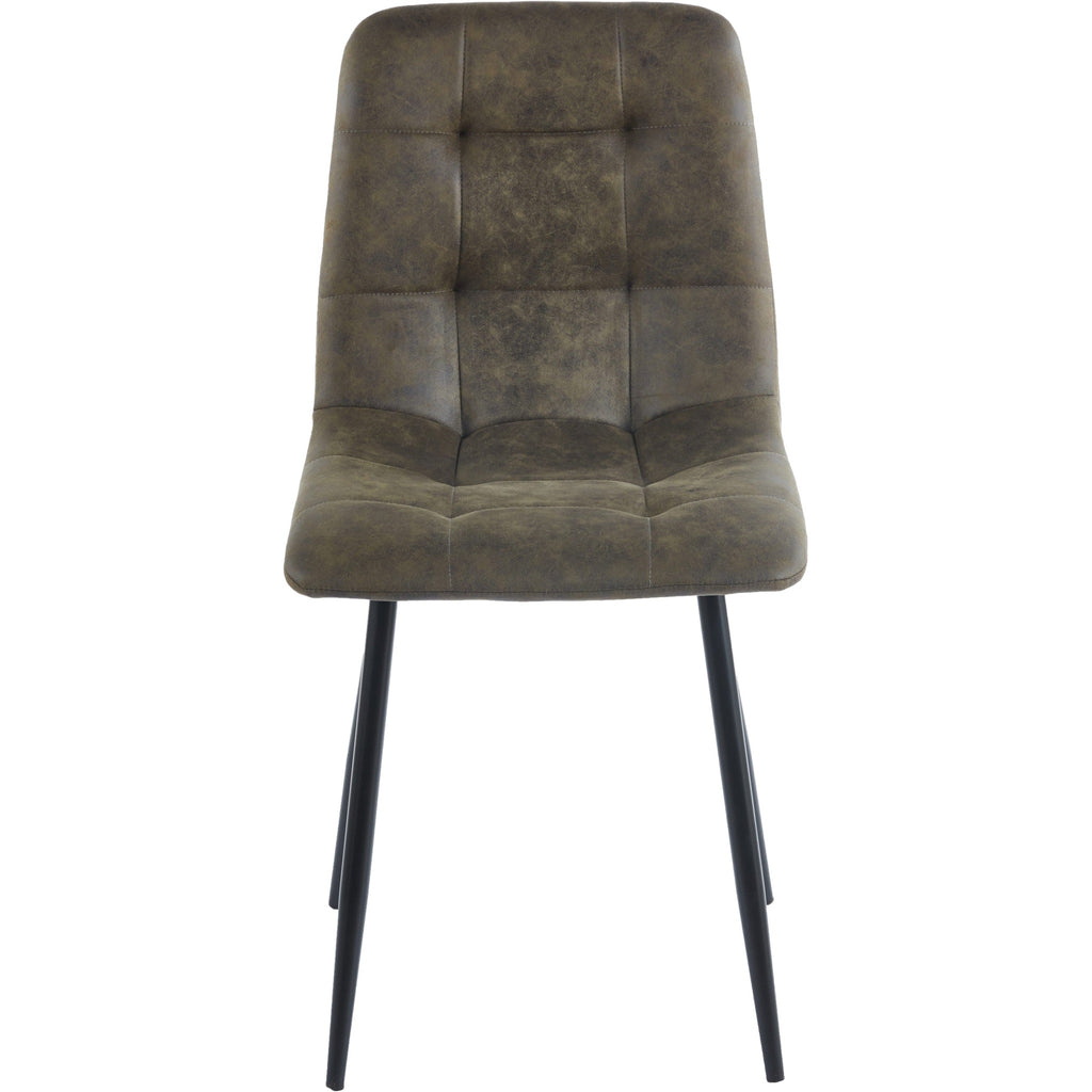 Fenton Dining Chair X2 Per Box - Olive Green Suede Fabric
