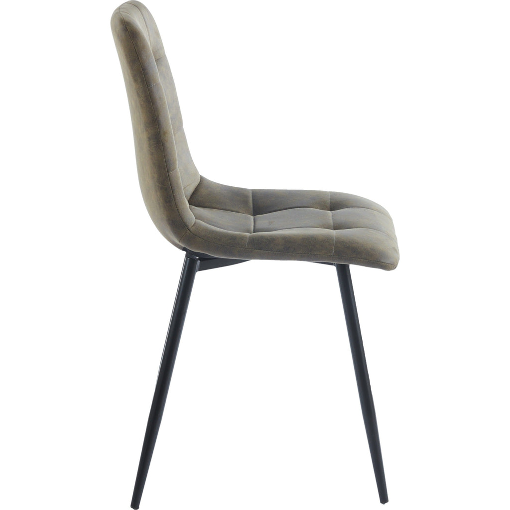 Fenton Dining Chair X2 Per Box - Olive Green Suede Fabric