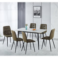 Fenton Dining Set X6 Chairs - White/Olive Green Suede Fabric