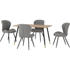 Hamilton & Quebec Medium Dining Set X4 Chairs - Medium Oak Effect/Grey Pu