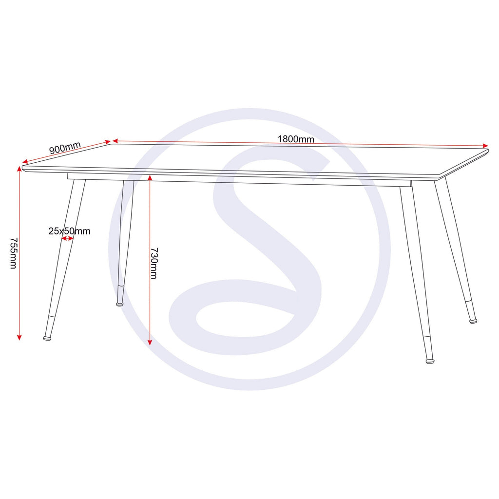 Hamilton Large Dining Table - Medium Oak Effect/Black