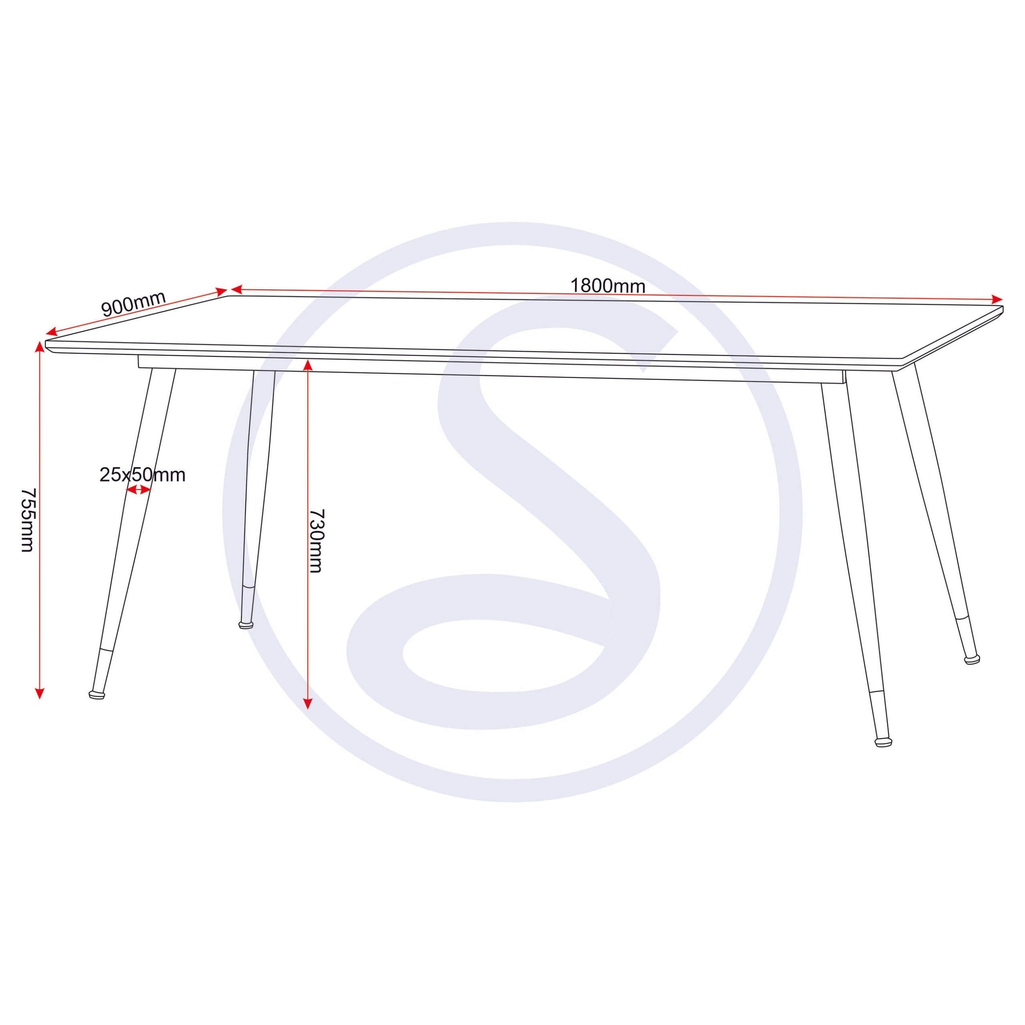 Hamilton Large Dining Table - Medium Oak Effect/Black