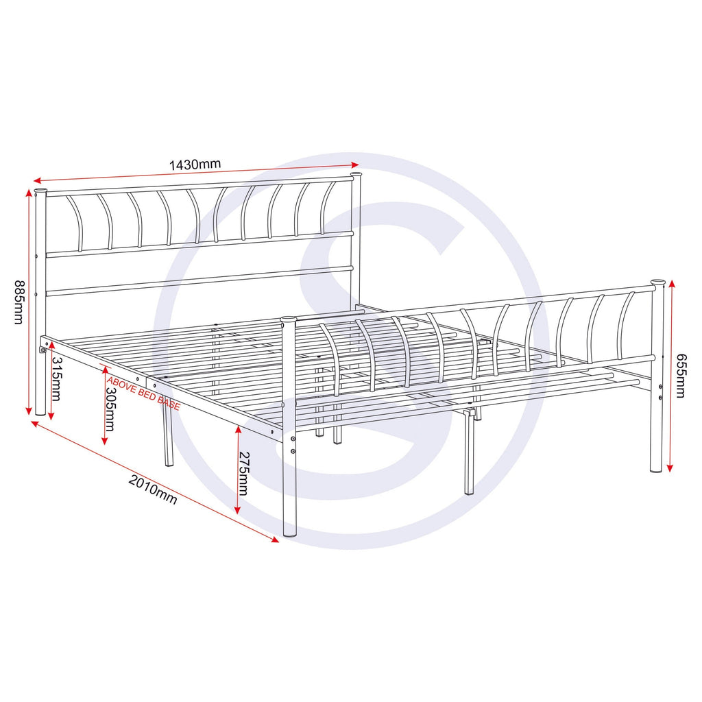 Harlow 4'6" Bed - Silver