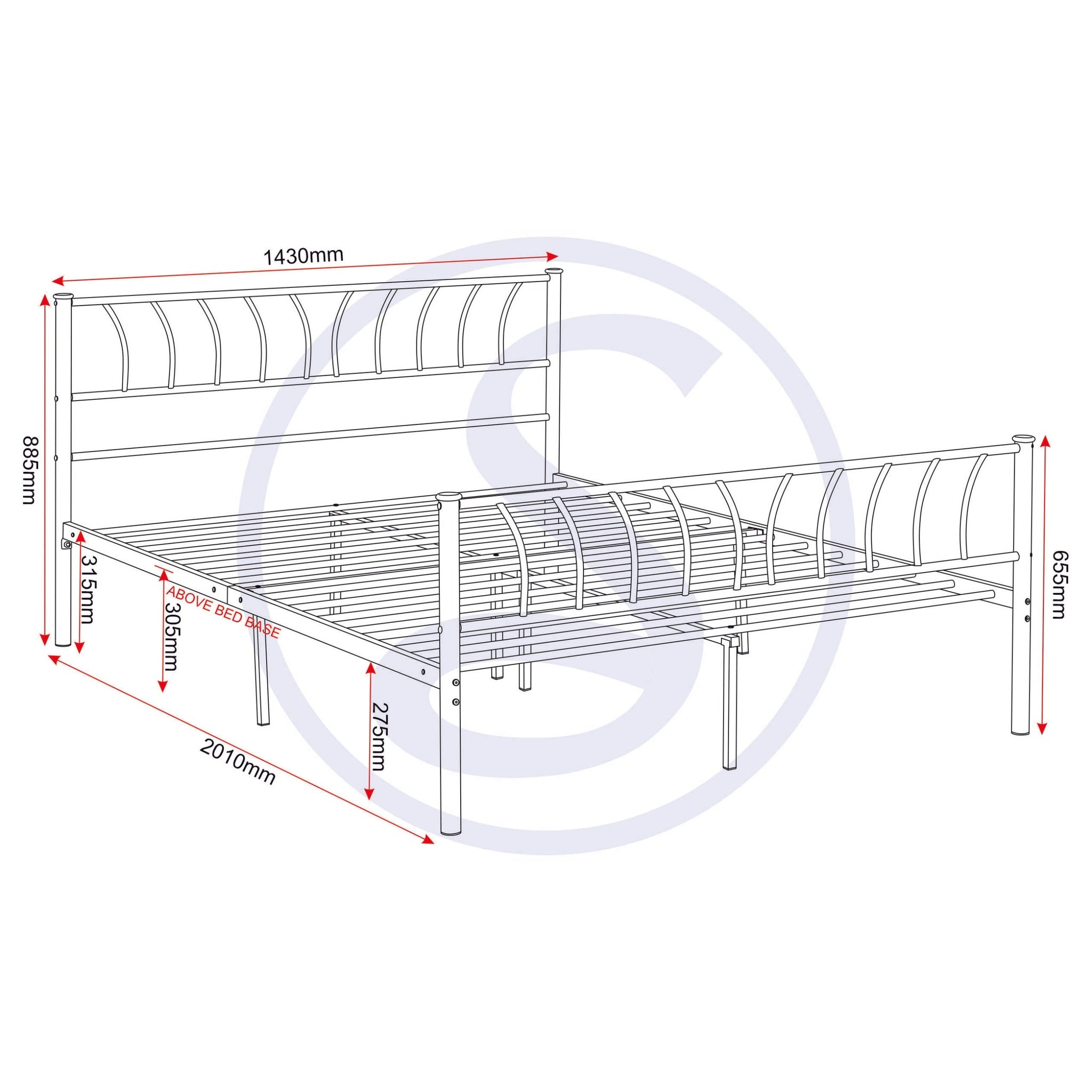 Harlow 4'6" Bed - Silver