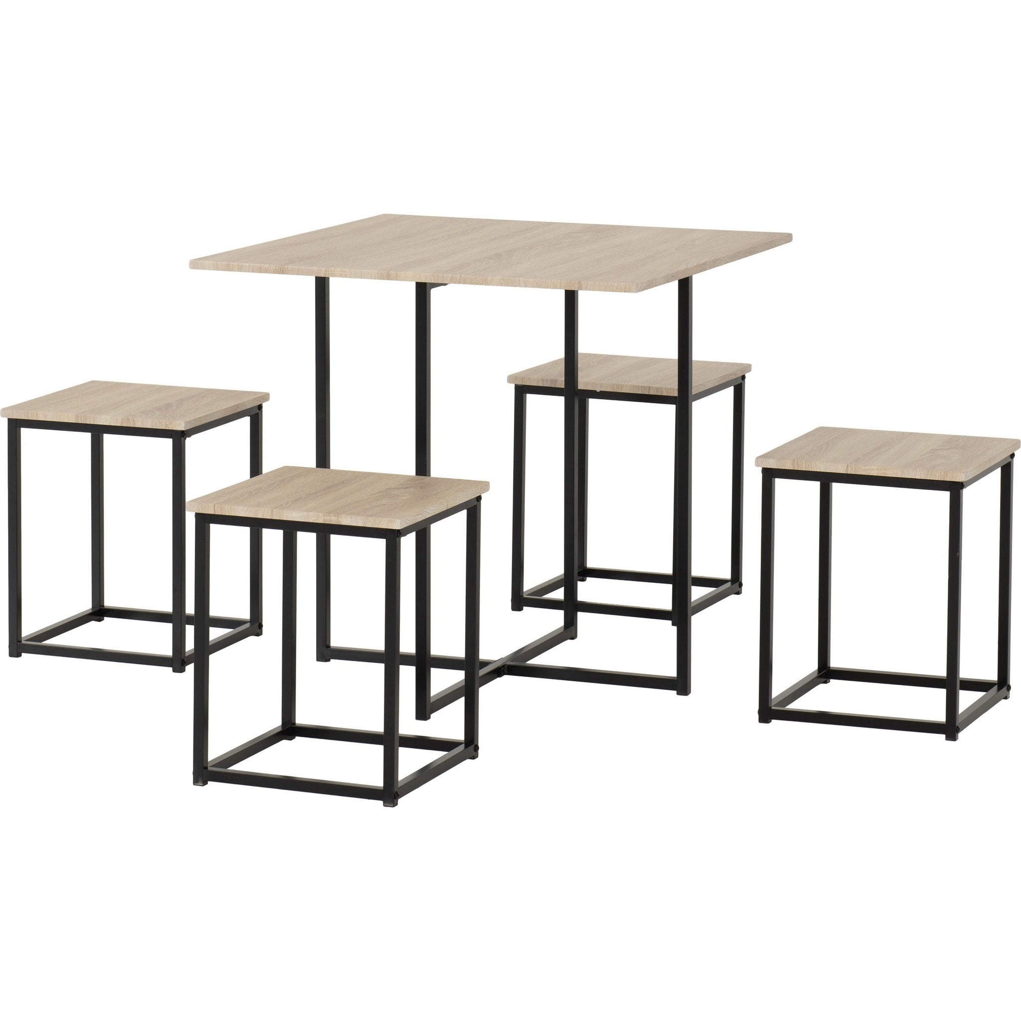 Kent 1+4 Stowaway Dining Set - Sonoma Oak Effect/Black