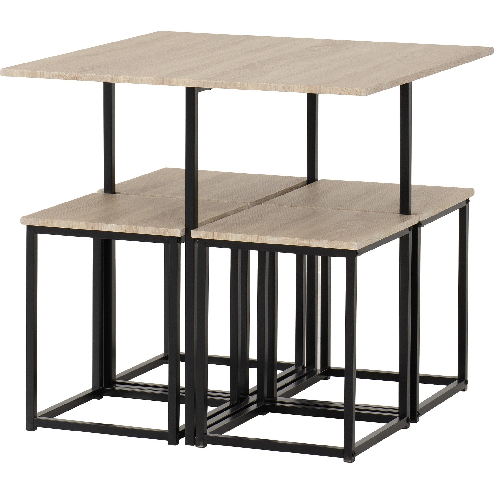 Kent 1+4 Stowaway Dining Set - Sonoma Oak Effect/Black