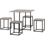 Kent 1+4 Stowaway Dining Set - Stone Effect/Black