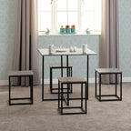 Kent 1+4 Stowaway Dining Set - Stone Effect/Black