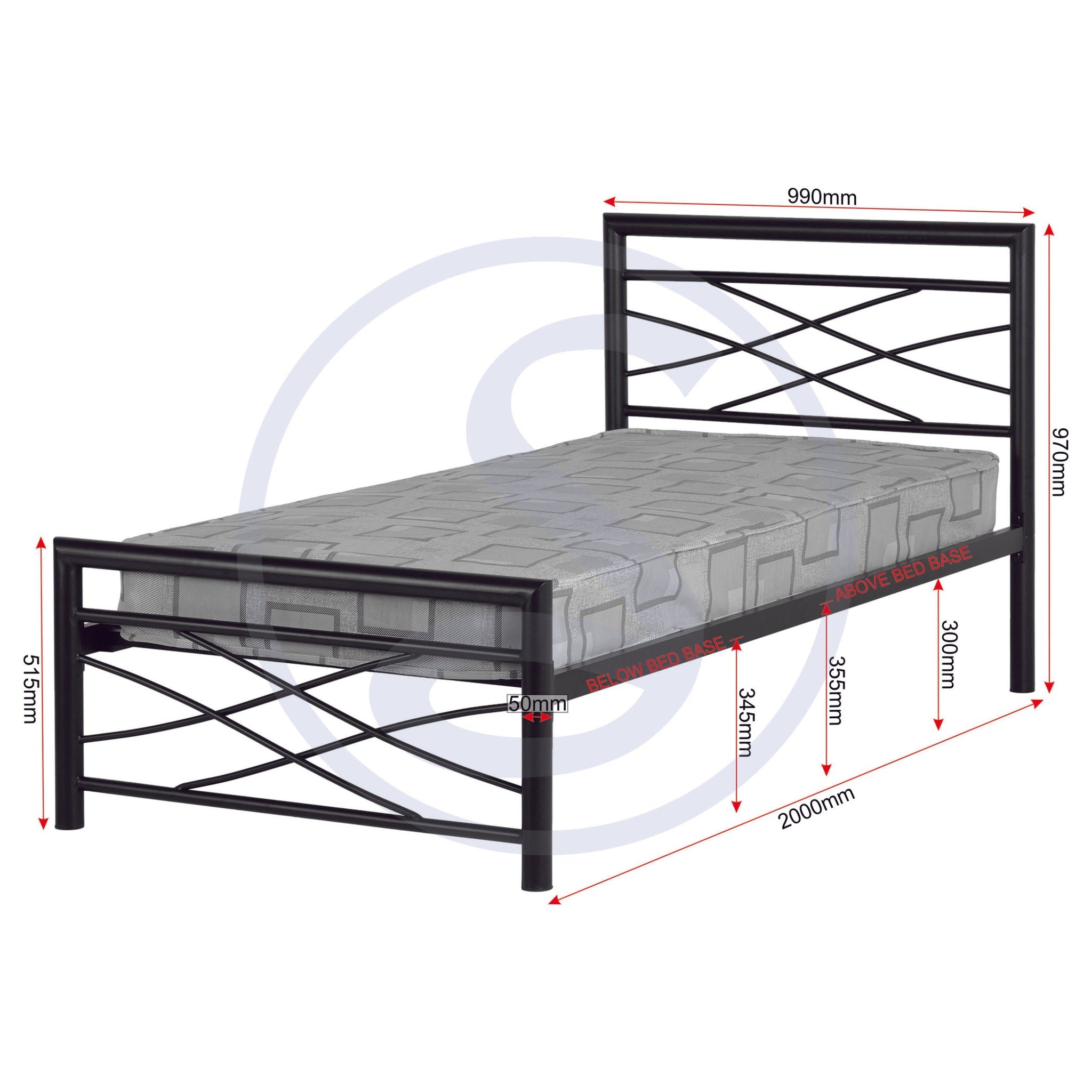 Kelly 3' Bed - Black