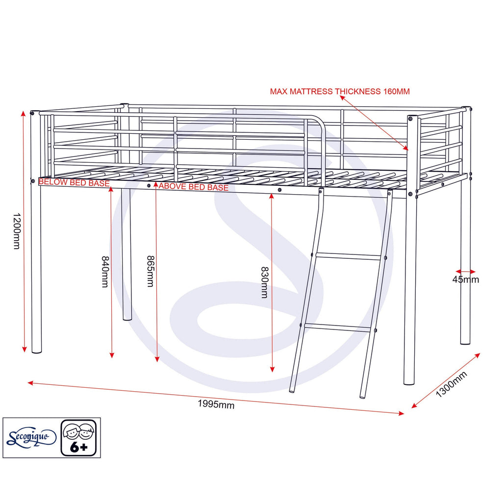 Kora Mid Sleeper Bed - White