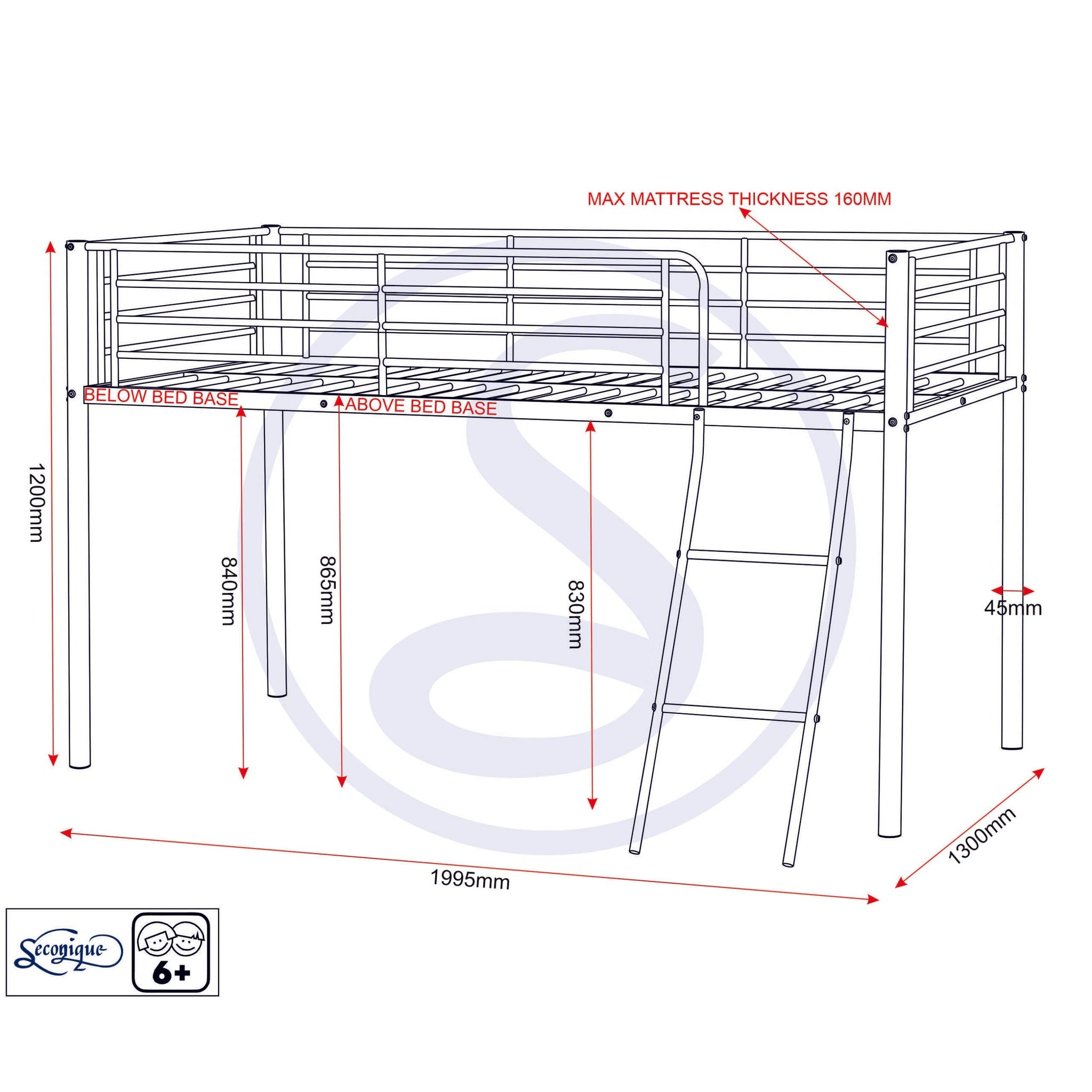 Kora Mid Sleeper Bed - White