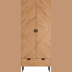 Leon 2 Door 1 Drawer Wardrobe - Medium Oak Effect