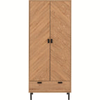 Leon 2 Door 1 Drawer Wardrobe - Medium Oak Effect