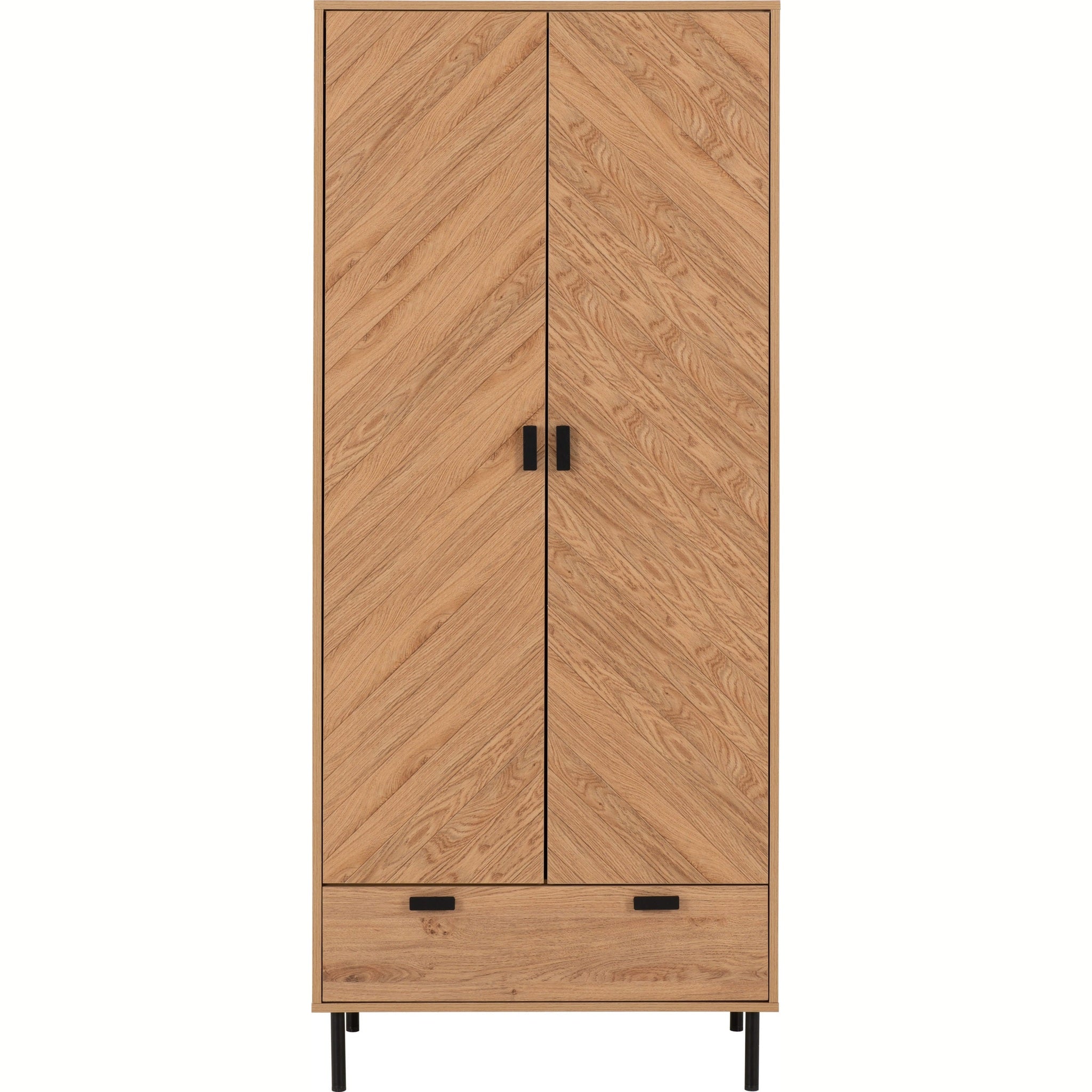 Leon 2 Door 1 Drawer Wardrobe - Medium Oak Effect
