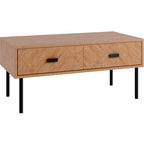 Leon 2 Drawer Coffee Table - Medium Oak Effect