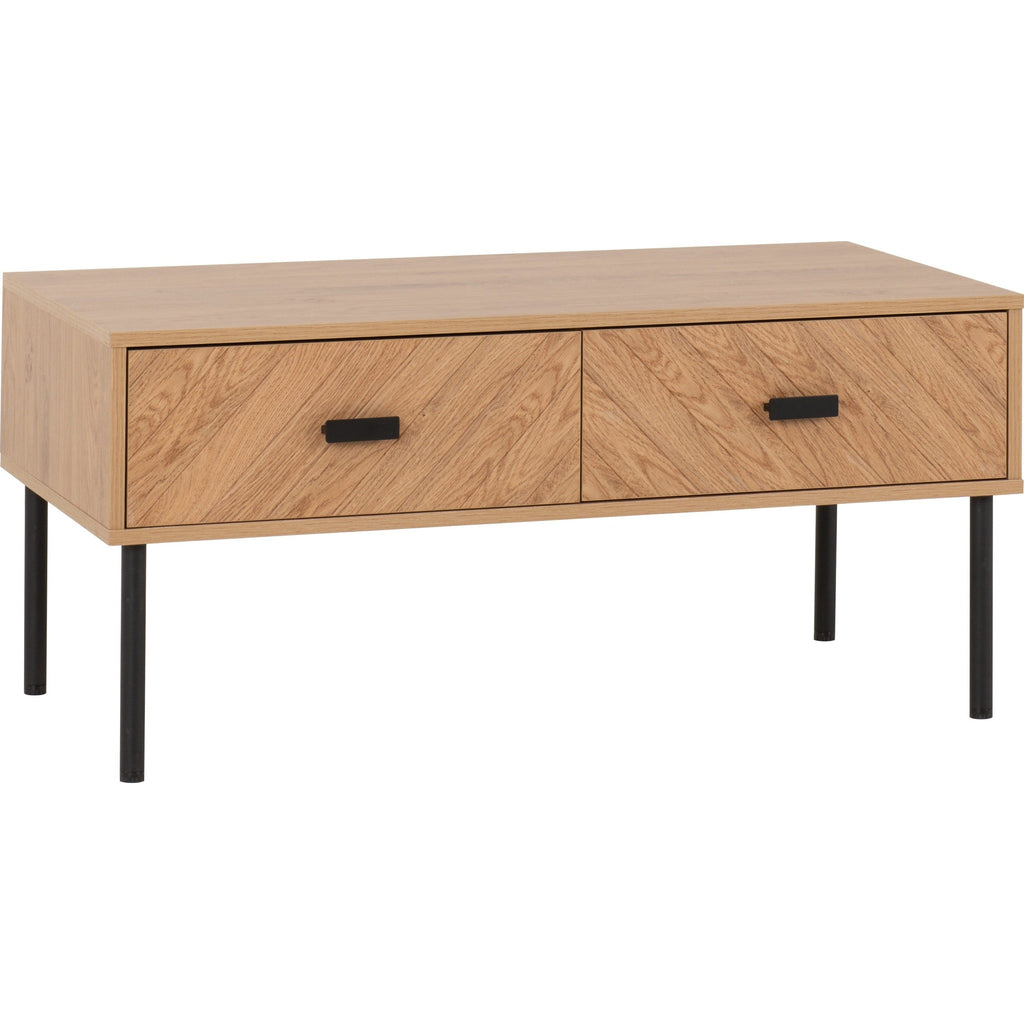 Leon 2 Drawer Coffee Table - Medium Oak Effect