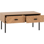 Leon 2 Drawer Coffee Table - Medium Oak Effect