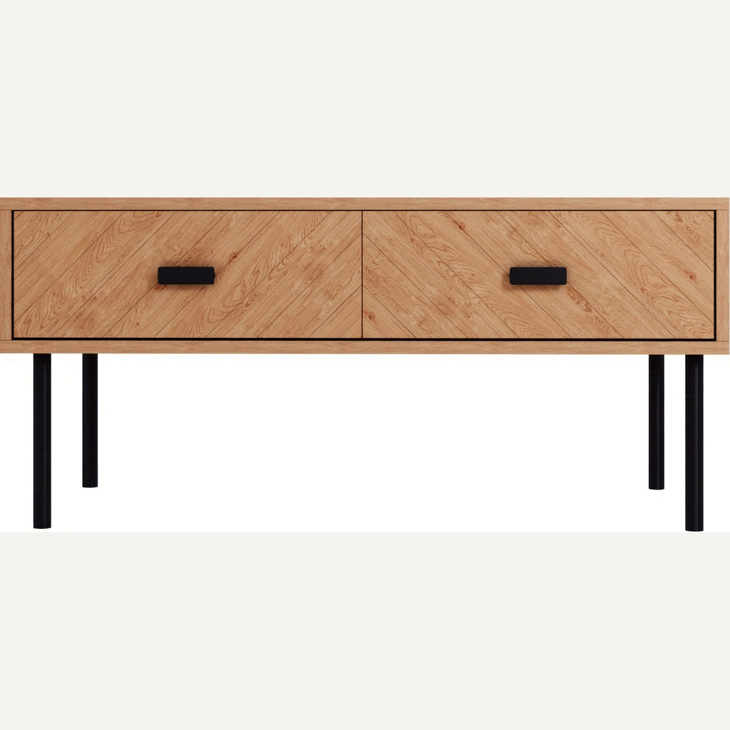Leon 2 Drawer Coffee Table - Medium Oak Effect