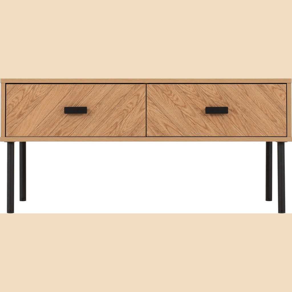 Leon 2 Drawer Coffee Table - Medium Oak Effect