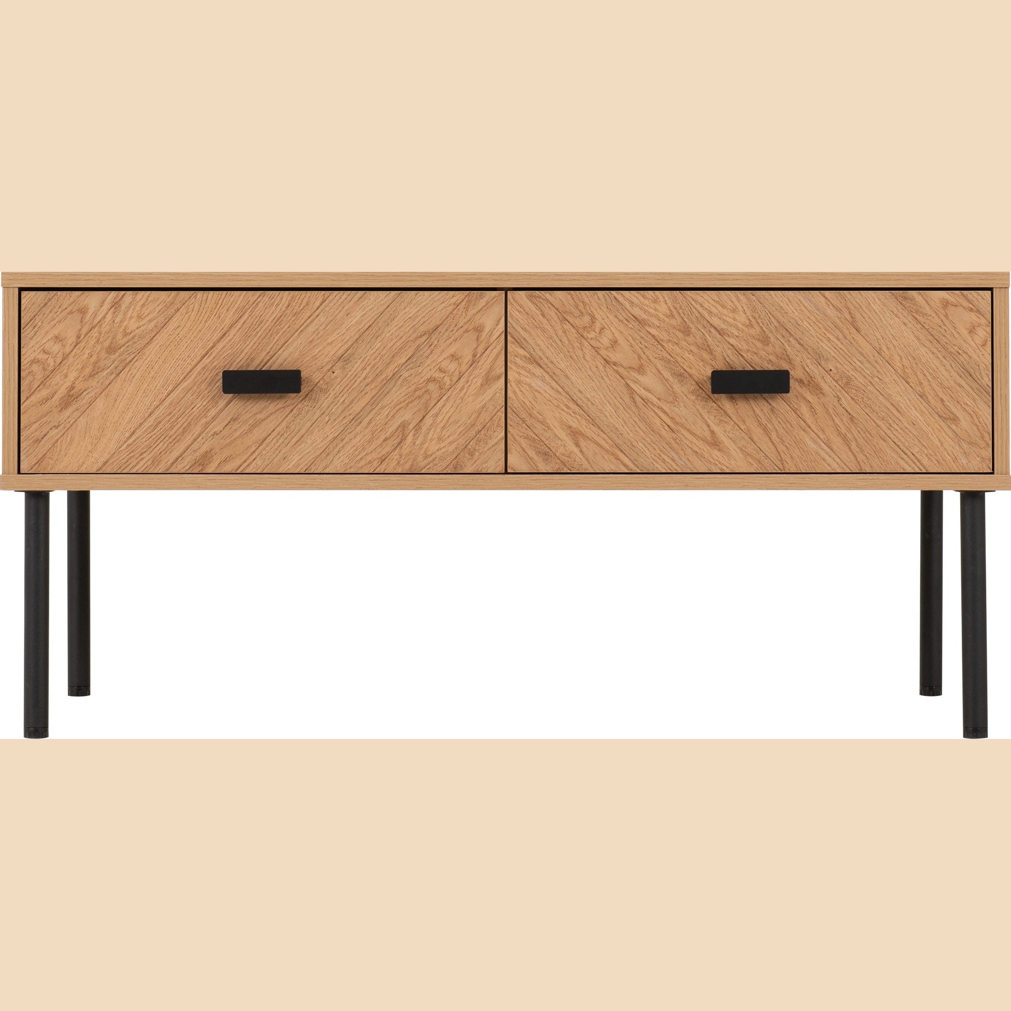 Leon 2 Drawer Coffee Table - Medium Oak Effect