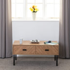 Leon 2 Drawer Coffee Table - Medium Oak Effect
