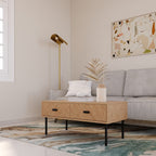 Leon 2 Drawer Coffee Table - Medium Oak Effect