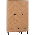 Leon 3 Door 2 Drawer Wardrobe - Medium Oak Effect