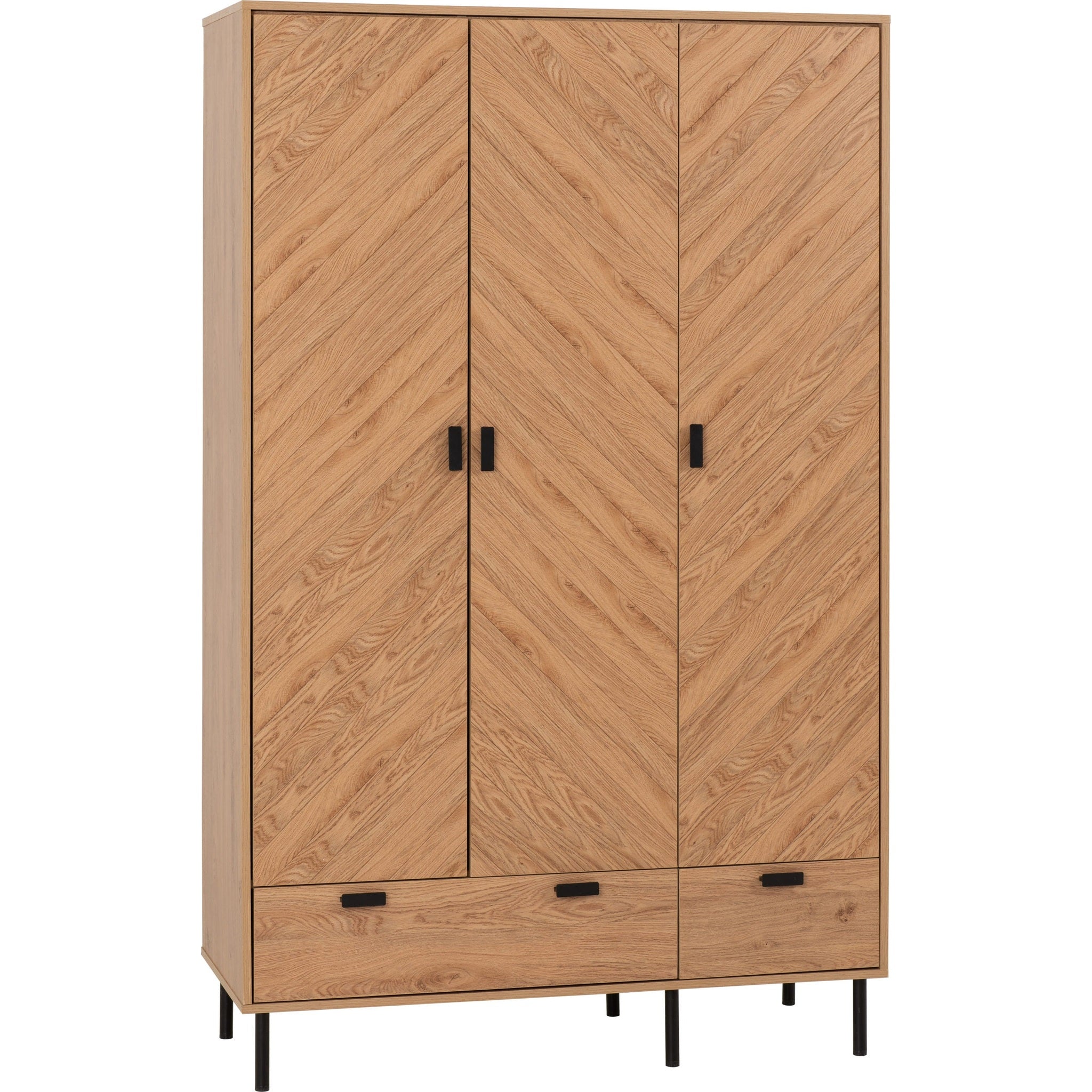 Leon 3 Door 2 Drawer Wardrobe - Medium Oak Effect