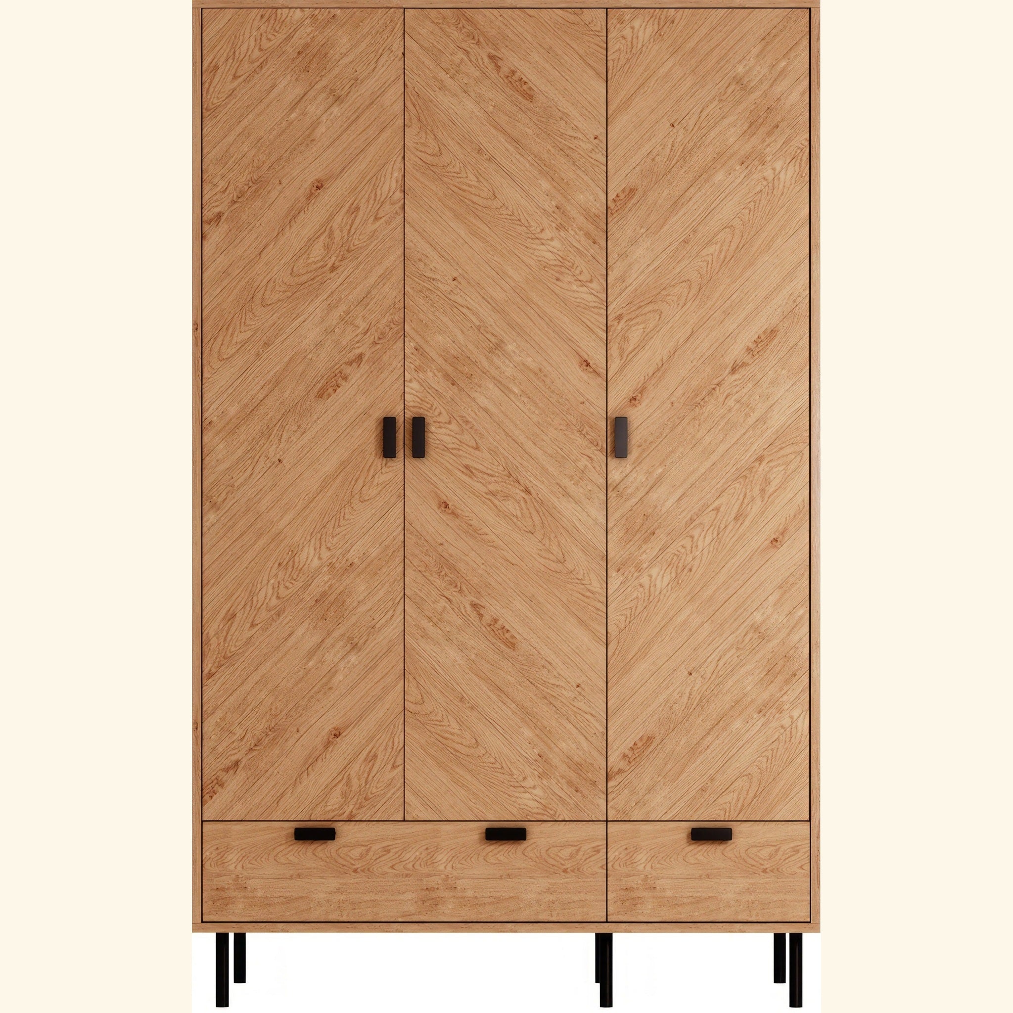 Leon 3 Door 2 Drawer Wardrobe - Medium Oak Effect