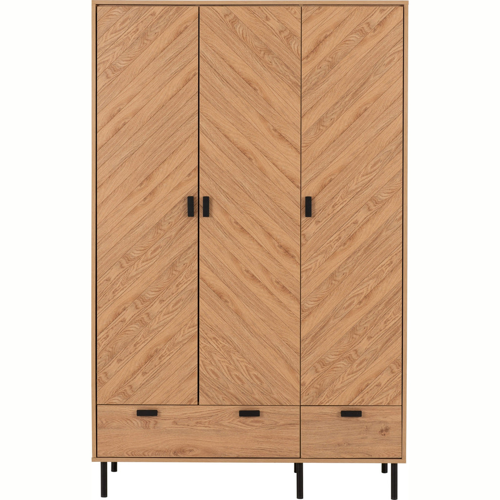 Leon 3 Door 2 Drawer Wardrobe - Medium Oak Effect