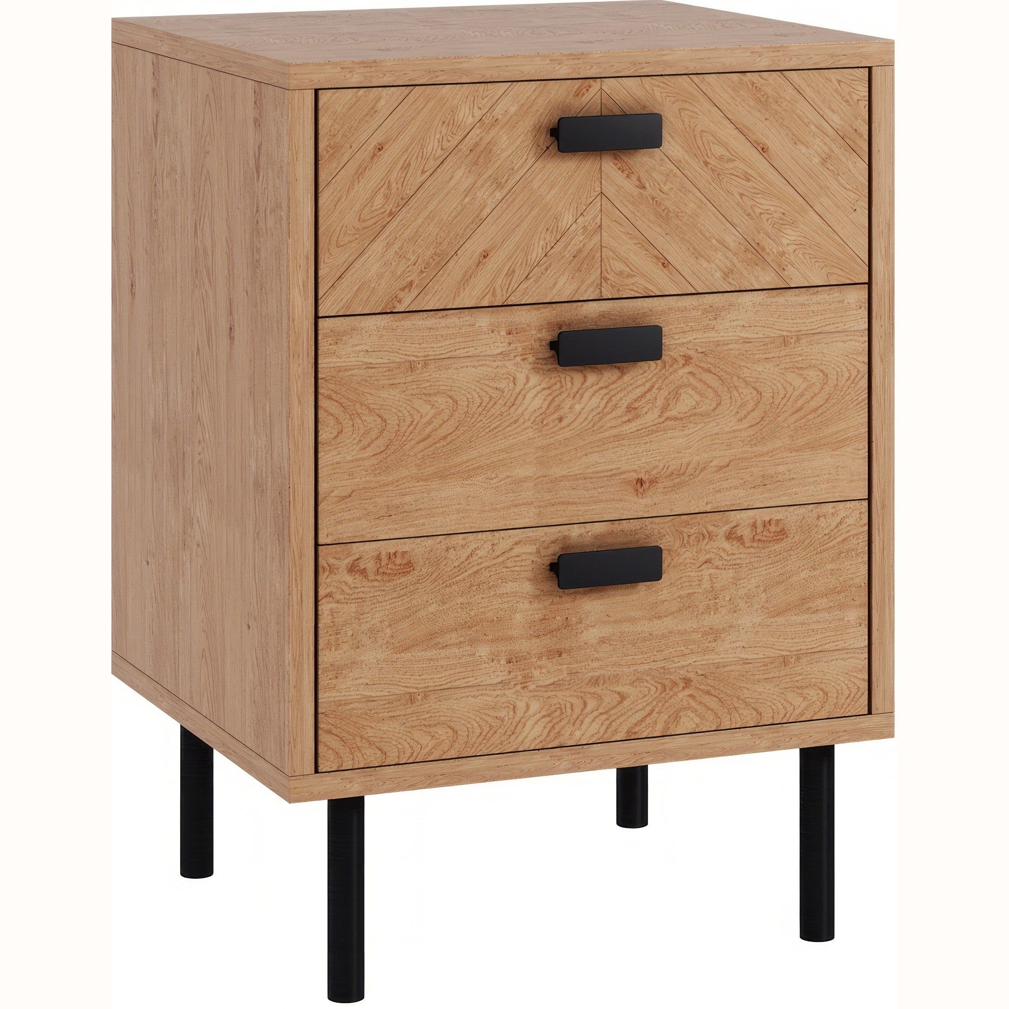 Leon 3 Drawer Bedside - Medium Oak Effect