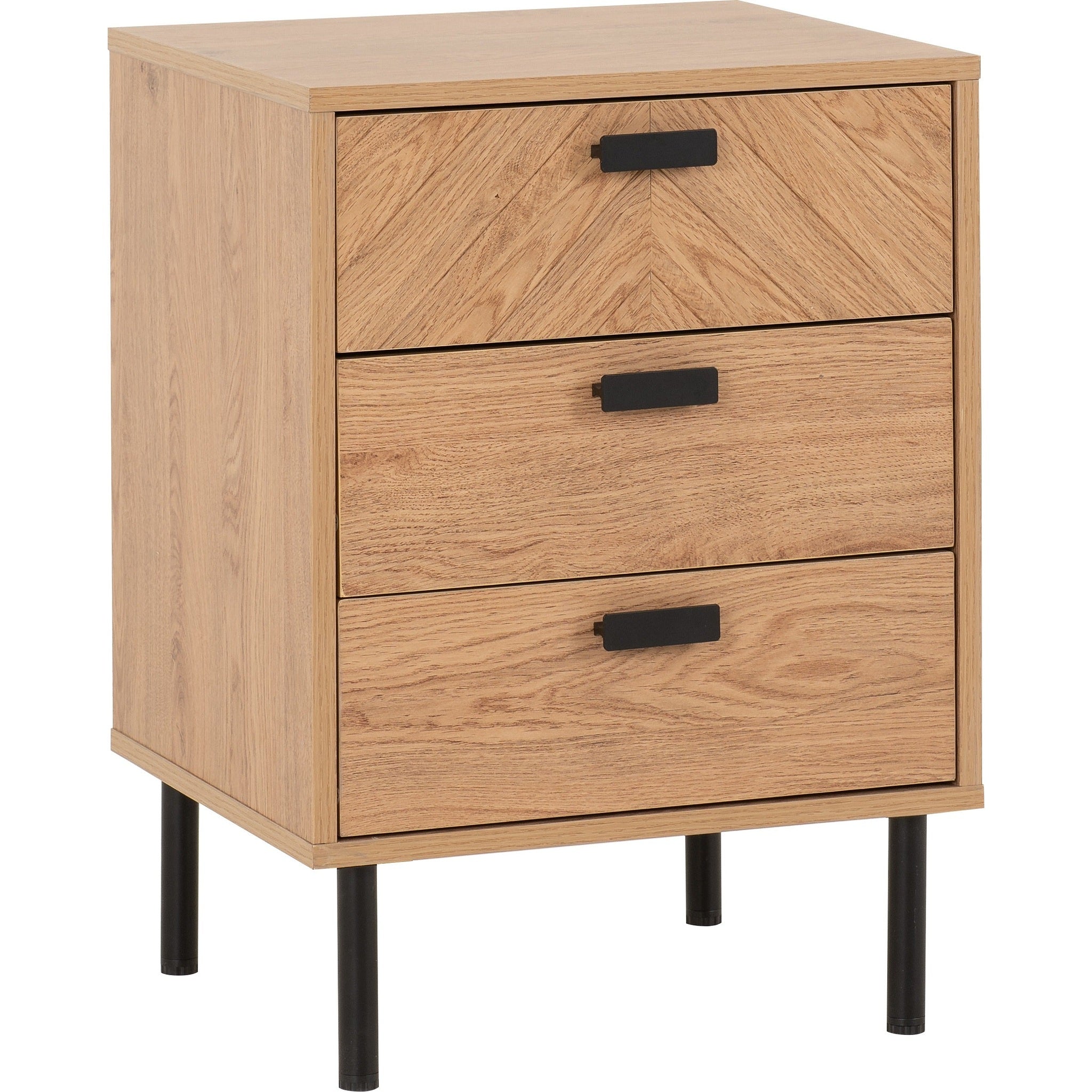 Leon 3 Drawer Bedside - Medium Oak Effect