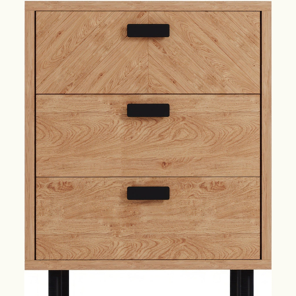 Leon 3 Drawer Bedside - Medium Oak Effect